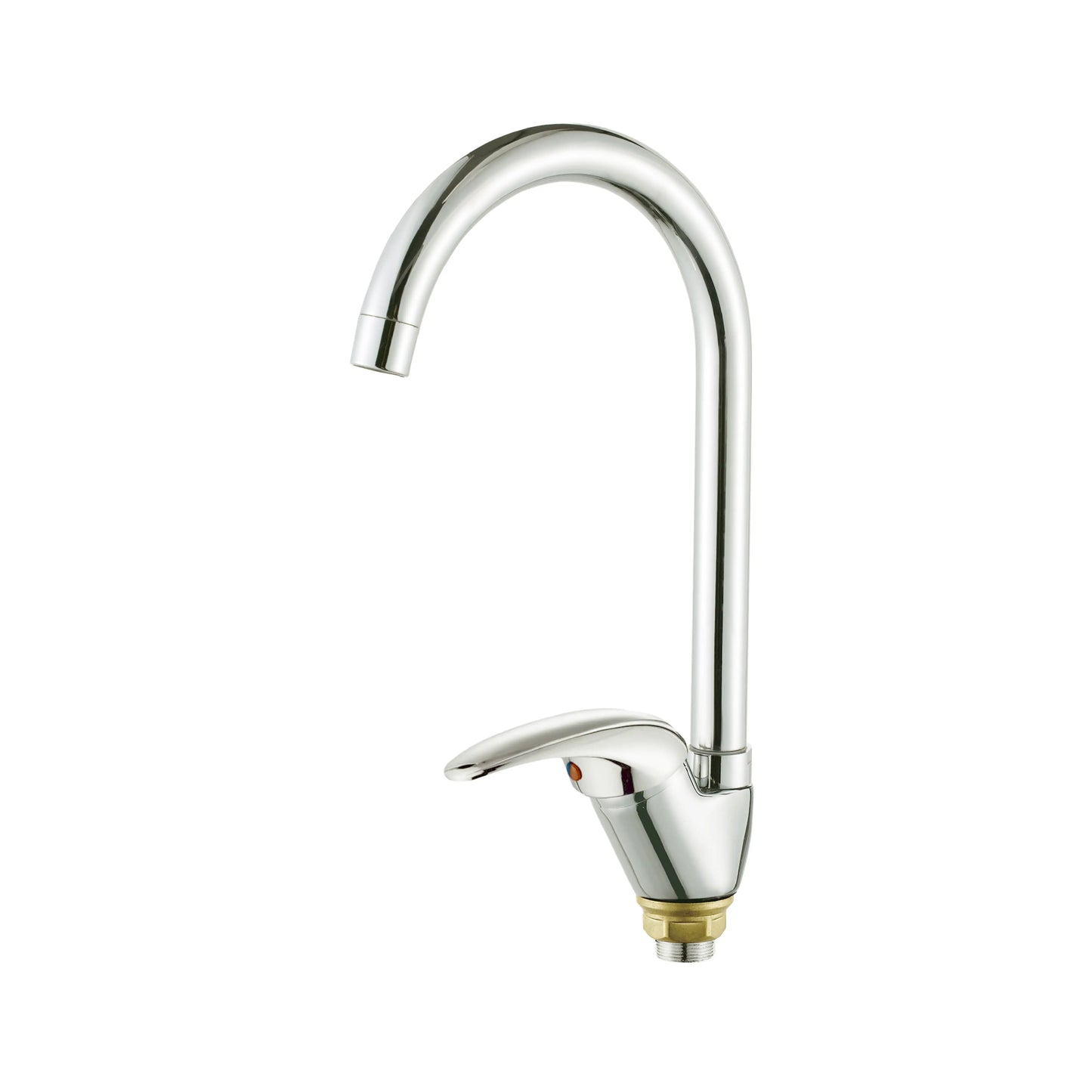 Sanitar AMBER-ZM8 brass kitchen sink mixer featuring a polished chrome finish, a modern single-lever handle, and a functional swivel spout.