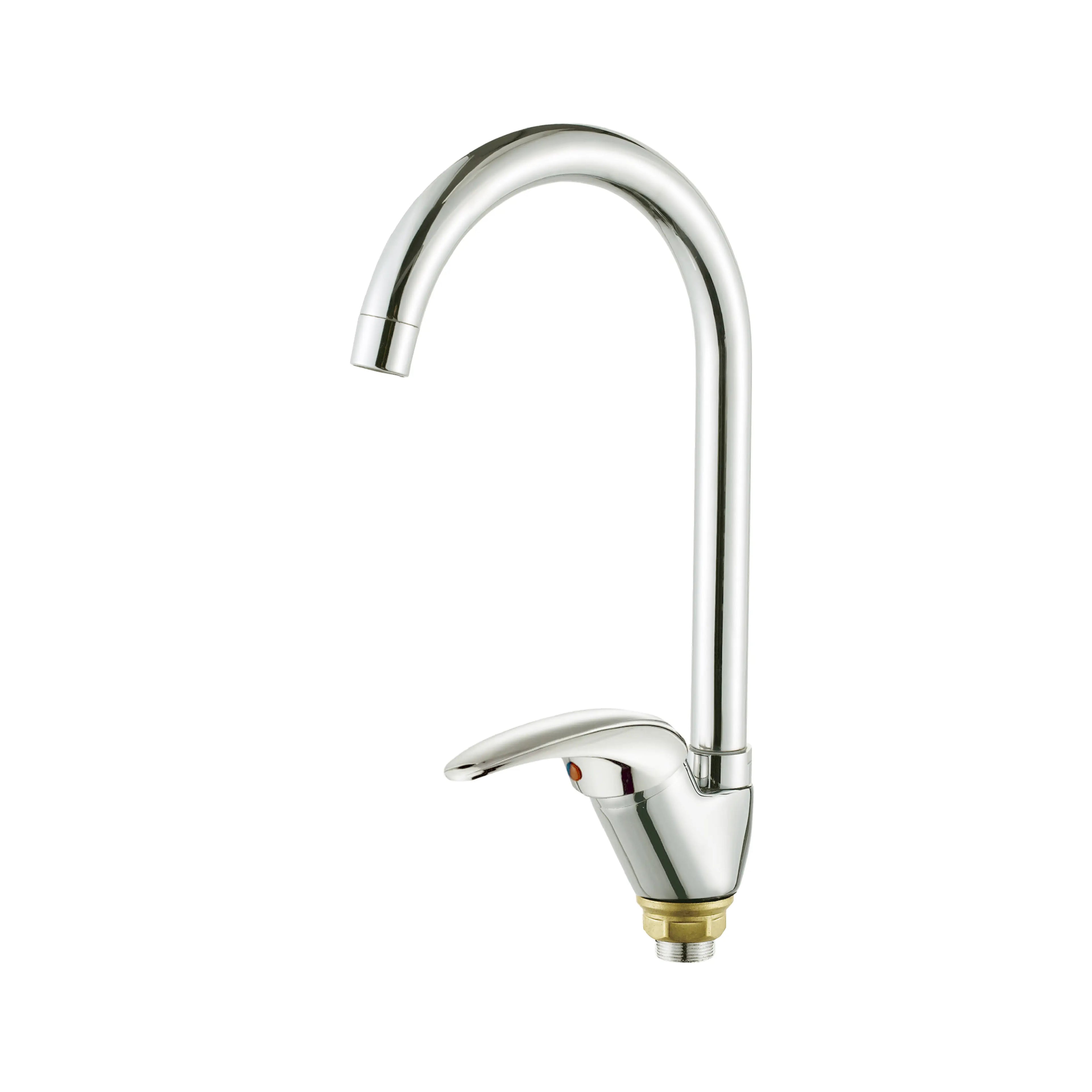 Sanitar AMBER-ZM8 brass kitchen sink mixer featuring a polished chrome finish, a modern single-lever handle, and a functional swivel spout.