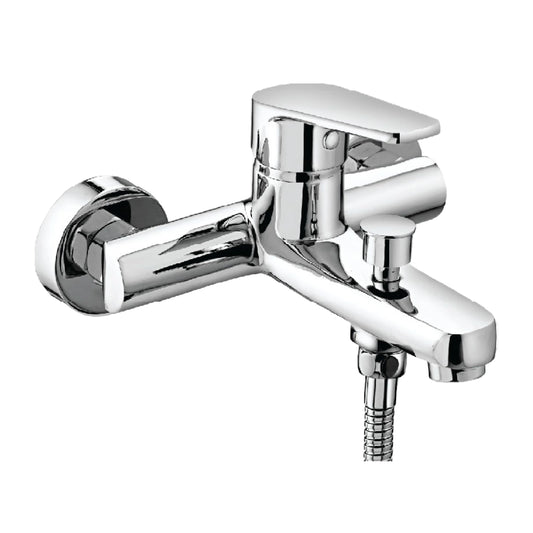 Sanitar ANIQ-BM premium brass wall-mounted bath mixer Made in India with polished chrome finish and dual-lever control