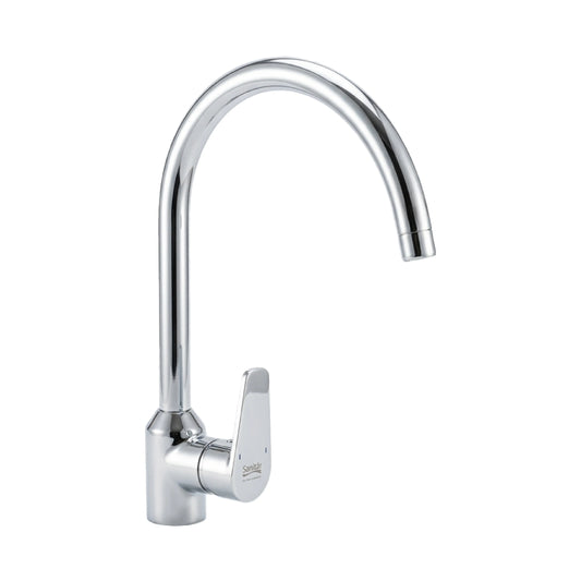Sanitar ANIQ-SM1 brass kitchen mixer made in India featuring a polished chrome finish with a modern single-lever handle and an ergonomic swivel spout.