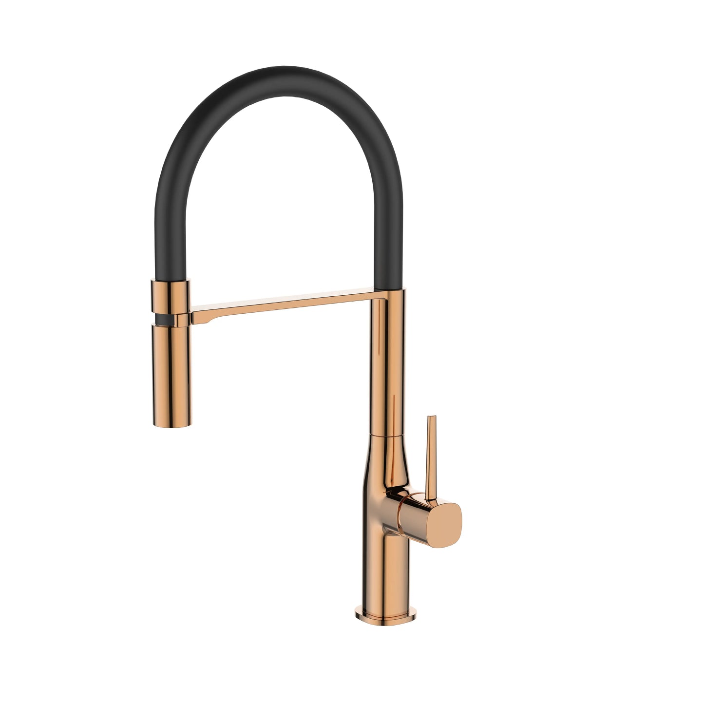 Sanitar ARPINO-KM CGD high spout brass kitchen mixer featuring a luxurious gold finish with a modern single-lever handle and an elegant curved swivel spout.