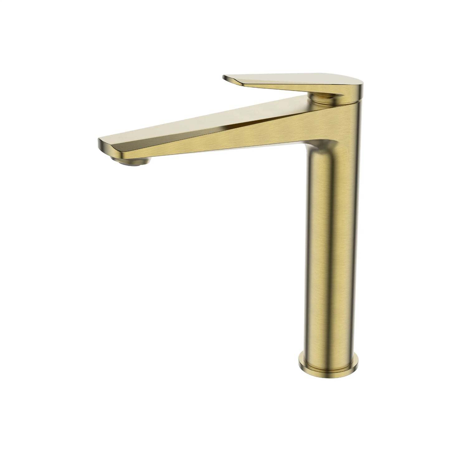 Sanitar ATRI-HWB BGD tall brass washbasin mixer featuring a premium brushed gold finish with a modern single-lever handle and an elegant high-arc spout design.