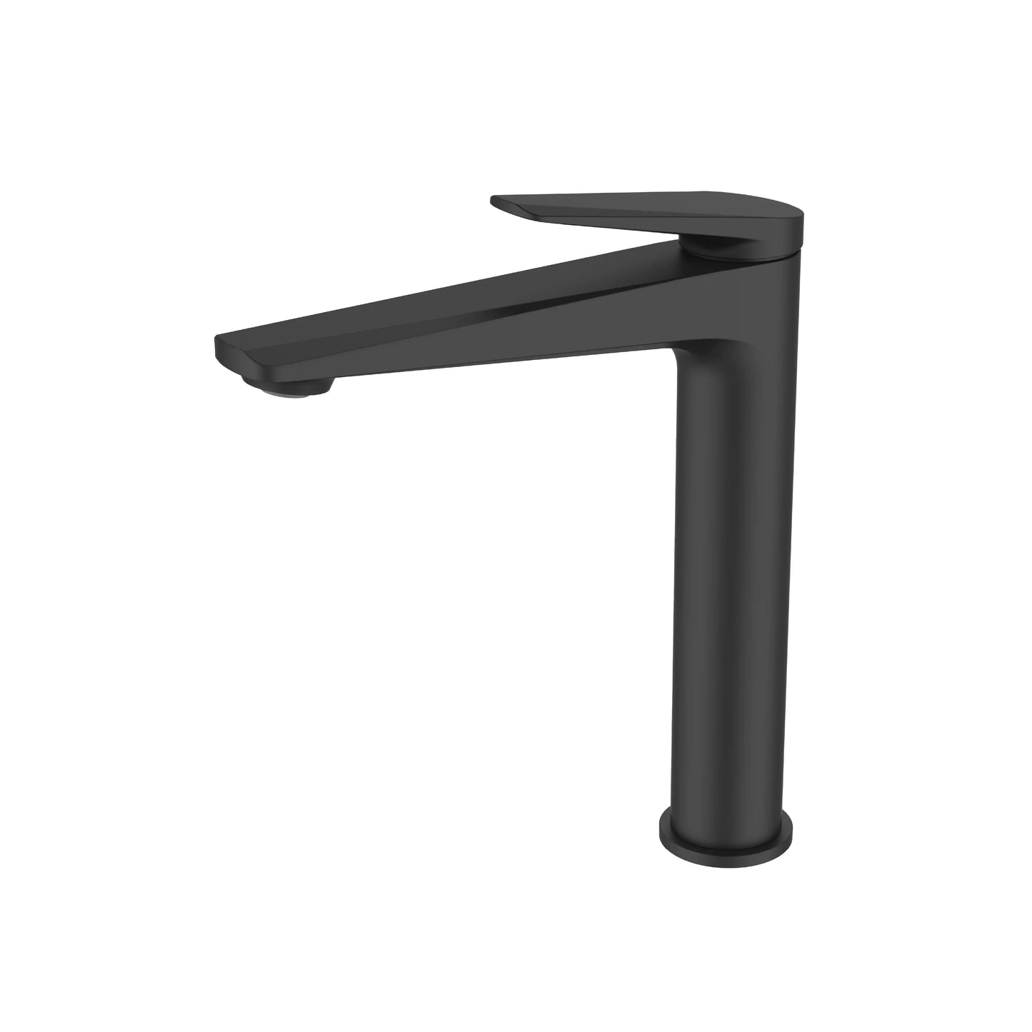 Sanitar ATRI-HWB BL tall brass washbasin mixer featuring a sleek black and chrome finish with a modern single-lever handle and a high-arc spout design.
