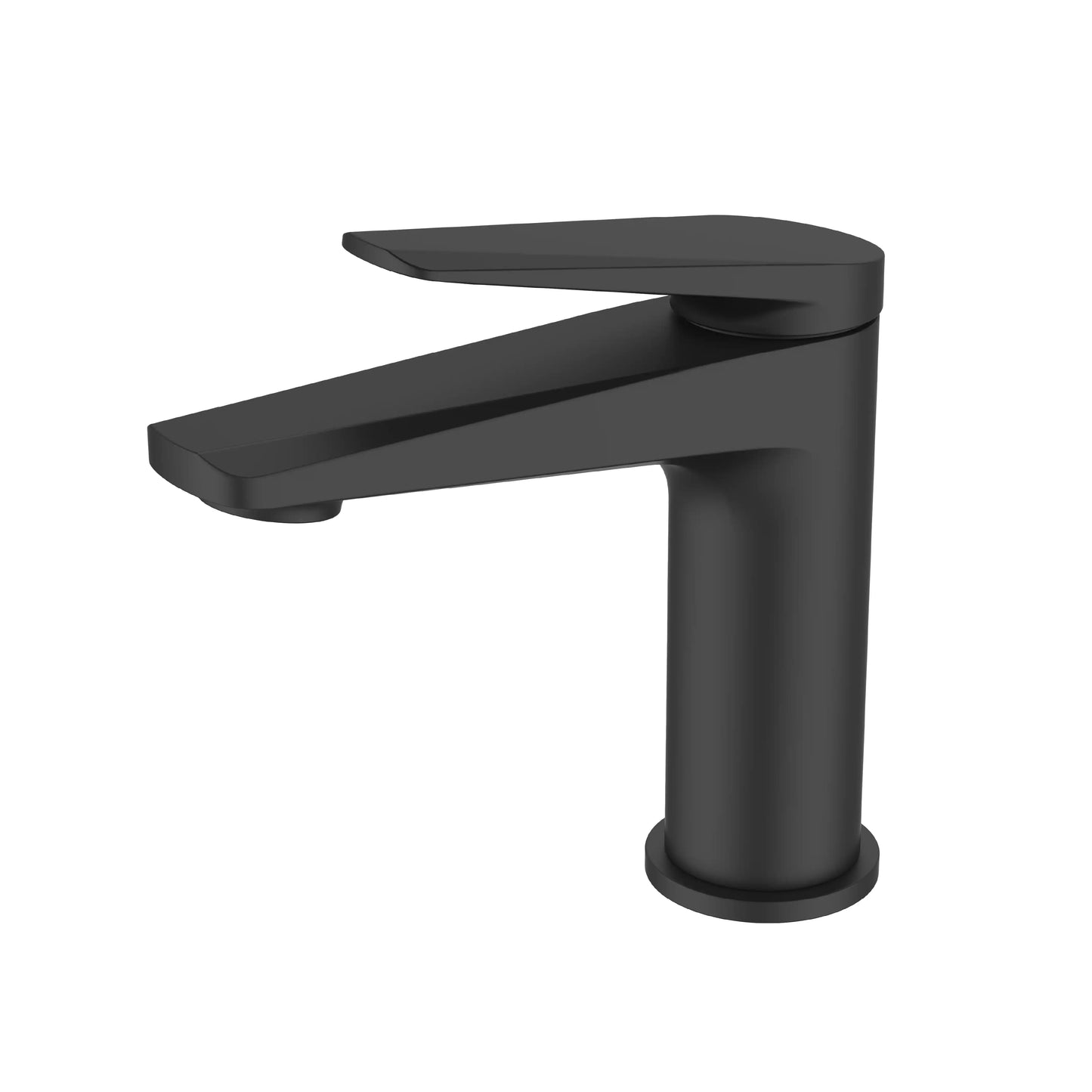 Sanitar ATRI-WB BL premium brass washbasin mixer featuring a sleek matte black and chrome finish with a modern single-lever handle and a fixed aerated spout.