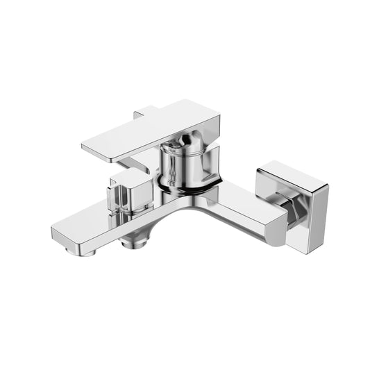 Sanitar CASE-BM brass bath mixer featuring a polished chrome finish with a modern single-lever handle and a wall-mounted spout design