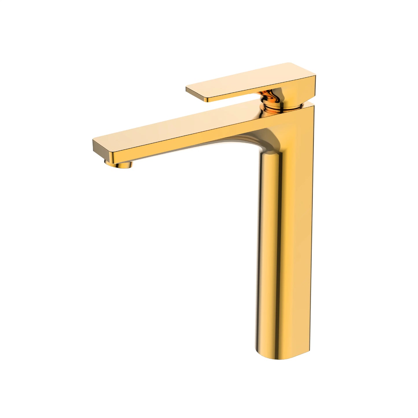 Sanitar CASE-HWB GD premium brass high washbasin mixer with a luxurious gold finish, featuring a sleek tall body, modern single-lever handle, and an elegant fixed spout.