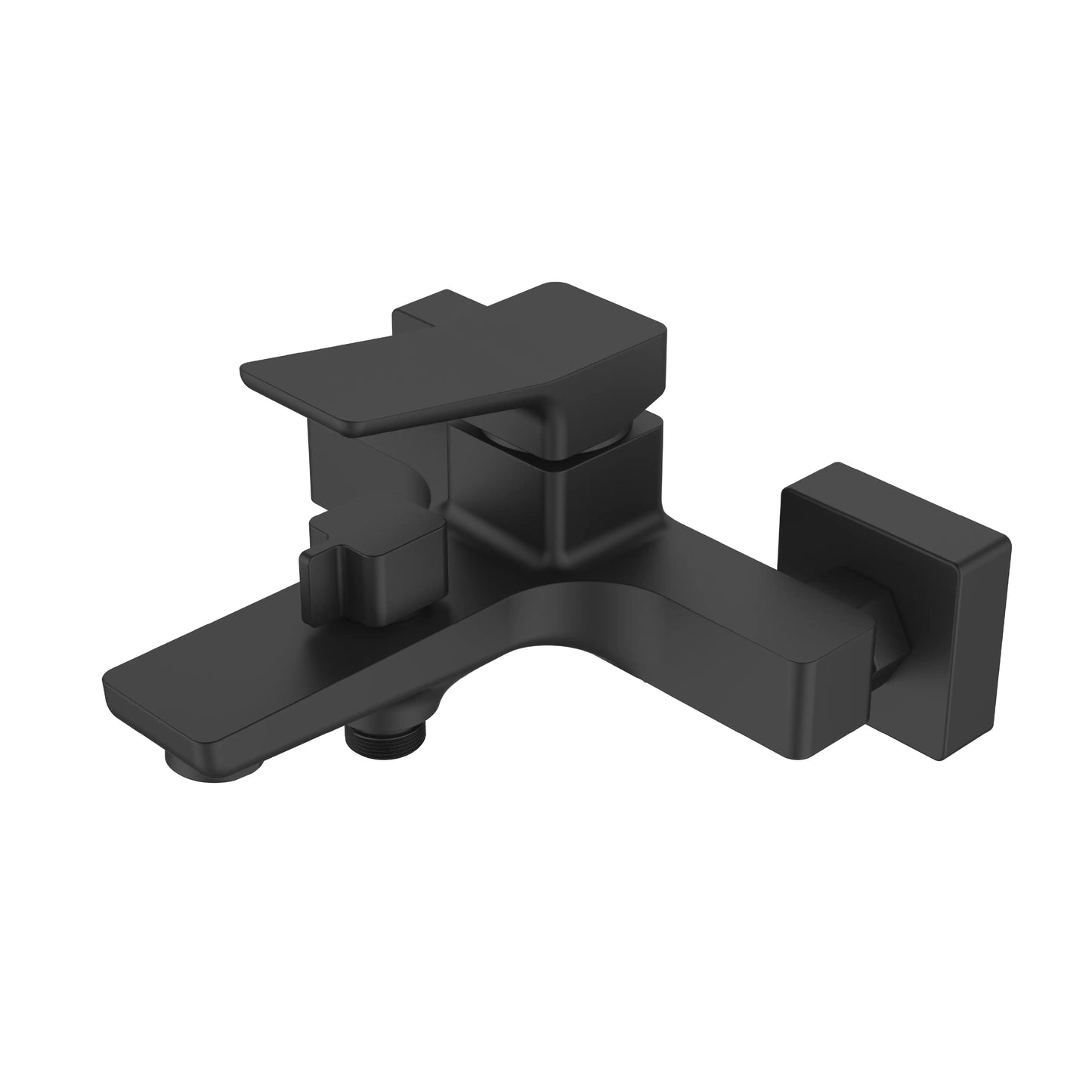 Sanitar ZR premium brass bath mixer featuring a sleek matte black finish with single-handle control and a classic wall-mounted spout design