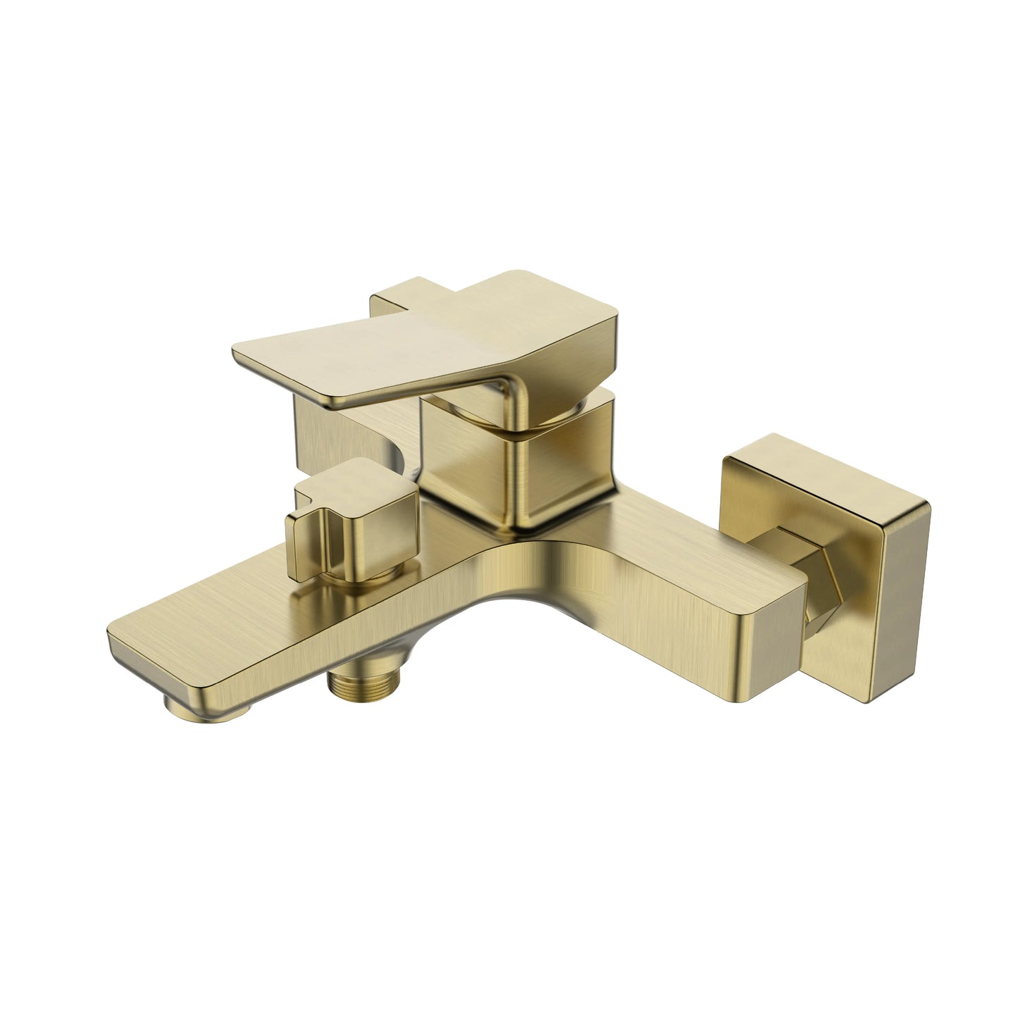 Sanitar CENT-BM wall-mounted brass bath mixer with a luxury brushed gold finish, featuring a modern single-lever handle and a sleek fixed spout.