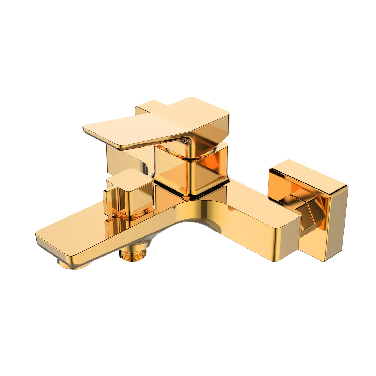 Sanitar CENT-BM GD brass bath mixer with a premium gold finish featuring a modern single-lever handle and wall-mounted spout.