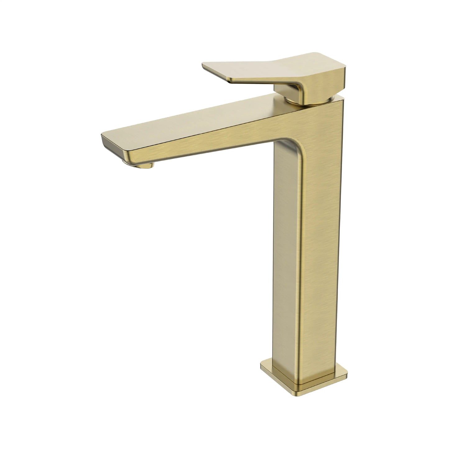 Sanitar CENT-HWB BGD premium brass high washbasin mixer with a brushed gold finish, modern single-lever handle, and elegant tall spout for vessel sinks