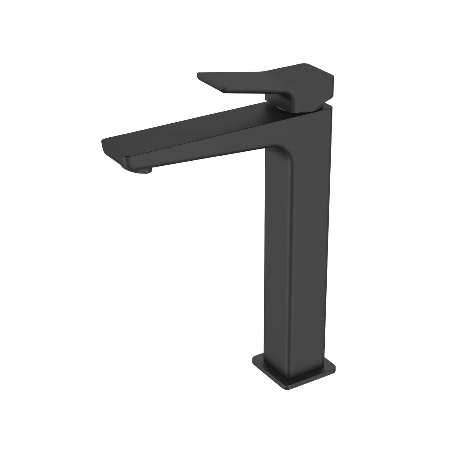 Sanitar CENT-HWB BL tall brass washbasin mixer with a sleek black finish featuring a modern single-lever handle and a high-reach spout designed for vessel sinks.
