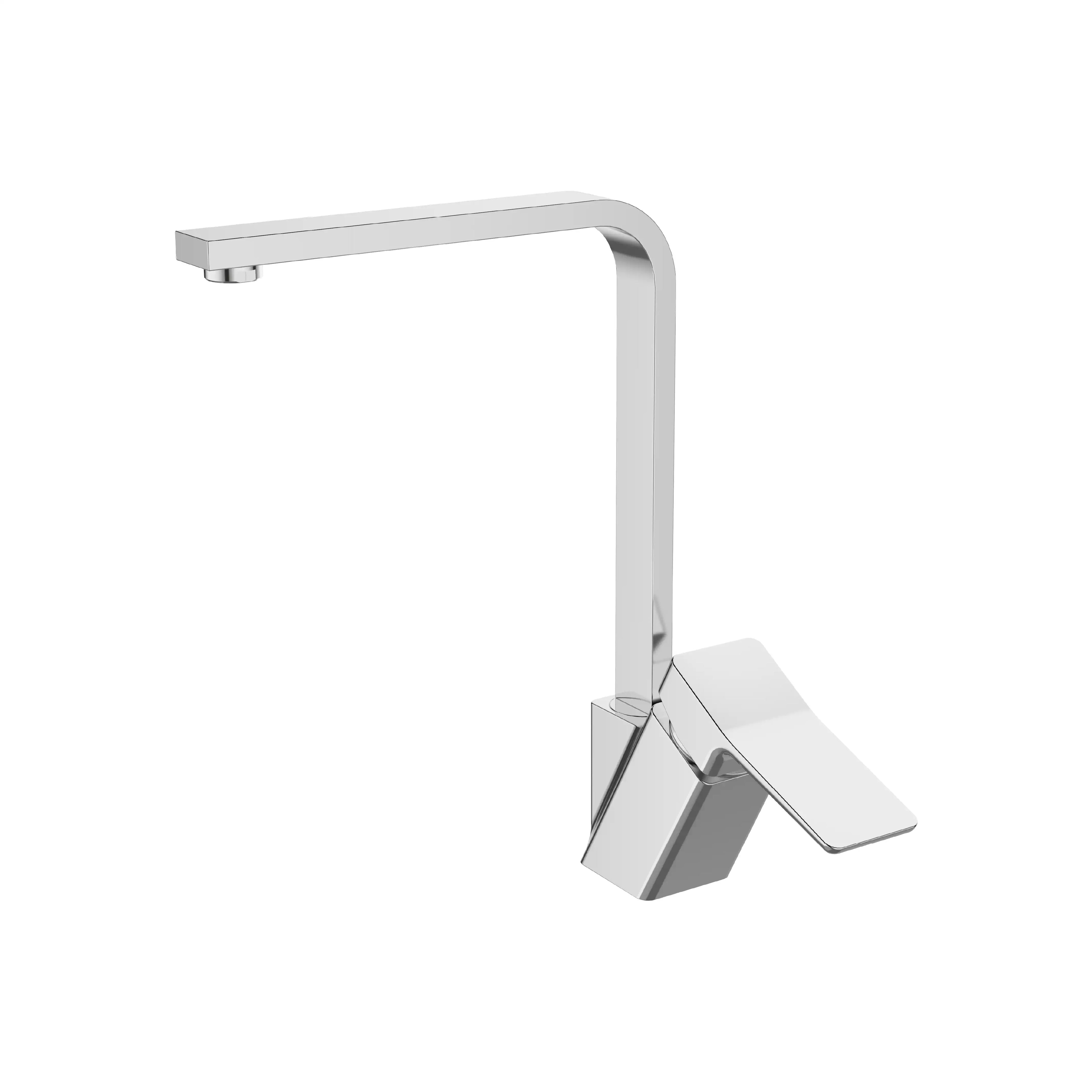 Sanitar CENT-KM brass kitchen sink mixer featuring a polished chrome finish, a modern single-lever handle, and an ergonomic swivel spout