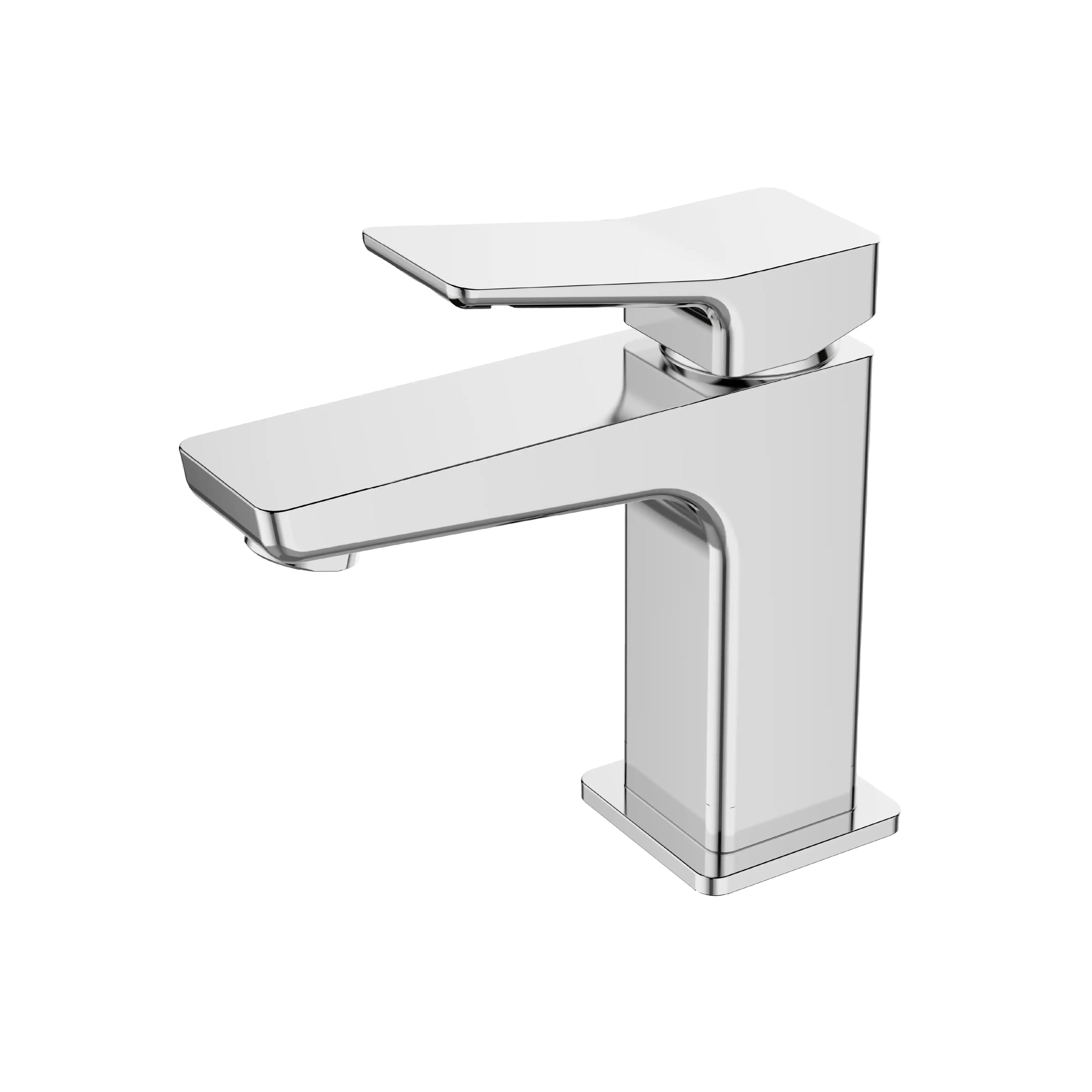 Sanitar CENT-WB brass washbasin mixer with a polished chrome finish, modern single-lever handle, and a sleek integrated spout.
