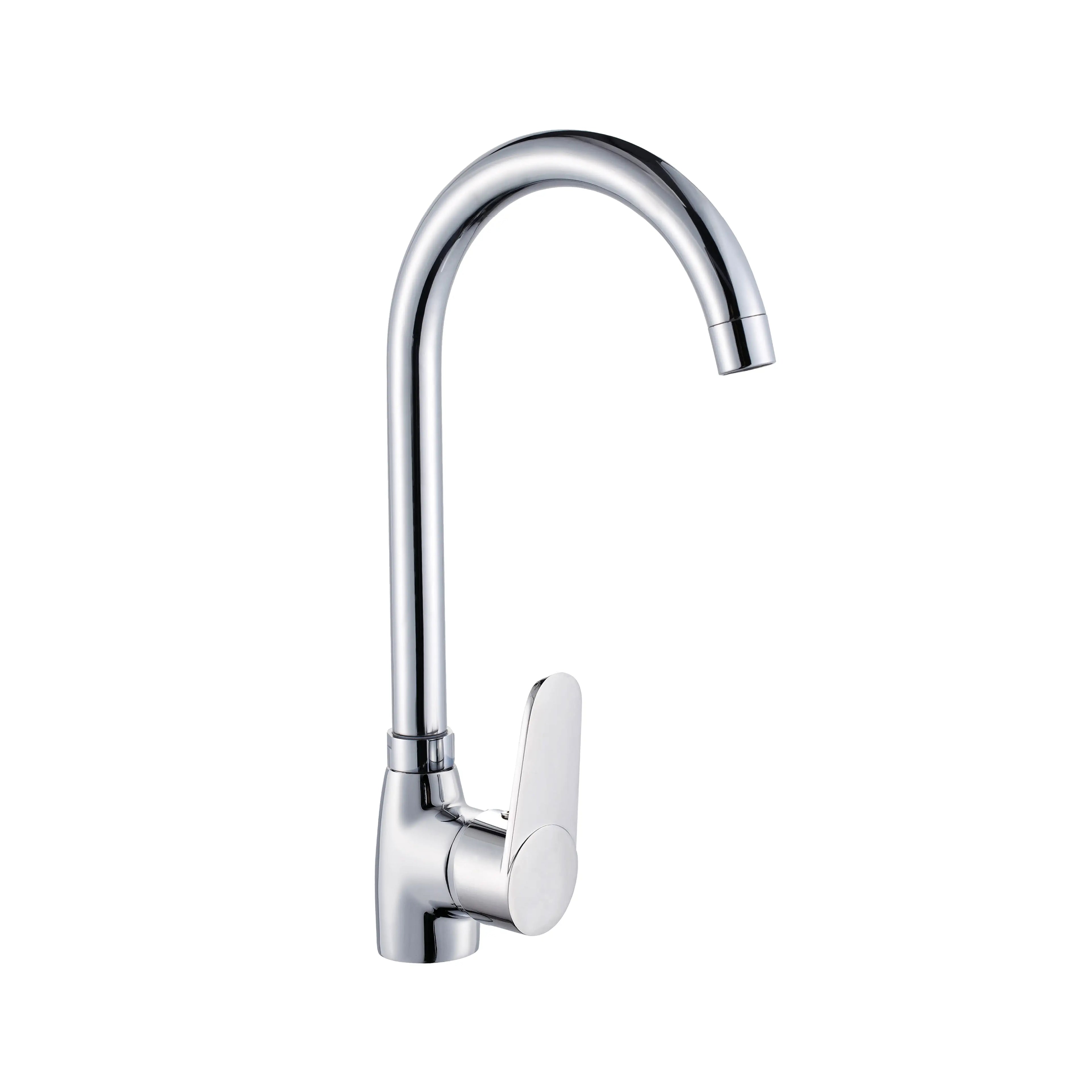 Sanitar CORAL-KM brass kitchen sink mixer featuring a polished chrome finish with a modern single-lever handle and an ergonomic swivel spout.