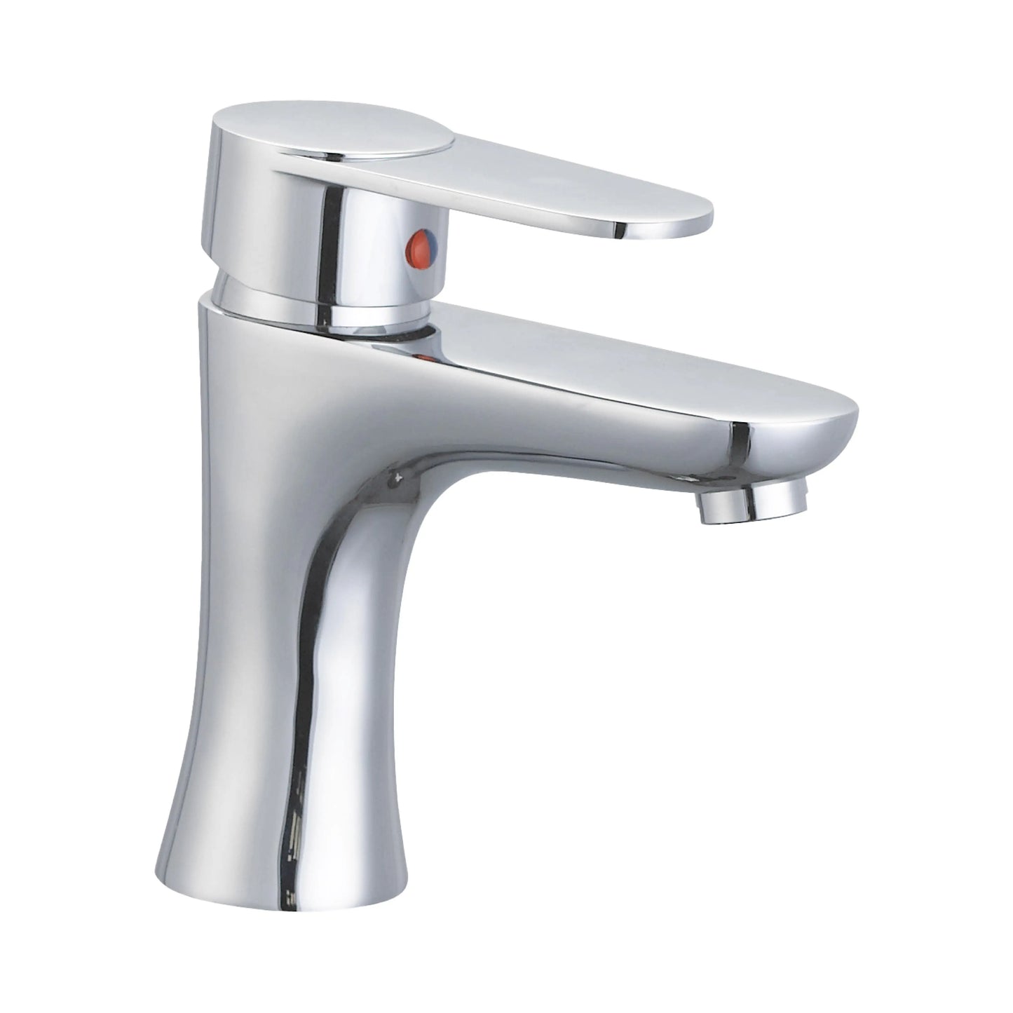 Sanitar CORAL-WB brass washbasin mixer featuring a polished chrome finish with a modern single-lever handle and a curved fixed spout.