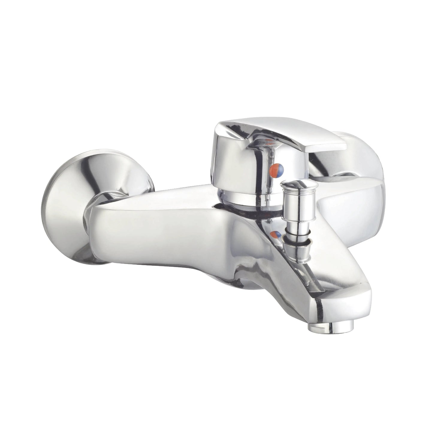 Sanitar CRYSTAL-BM wall-mounted zinc bath mixer with a polished chrome finish, featuring single handle controls and a sleek diverter spout.