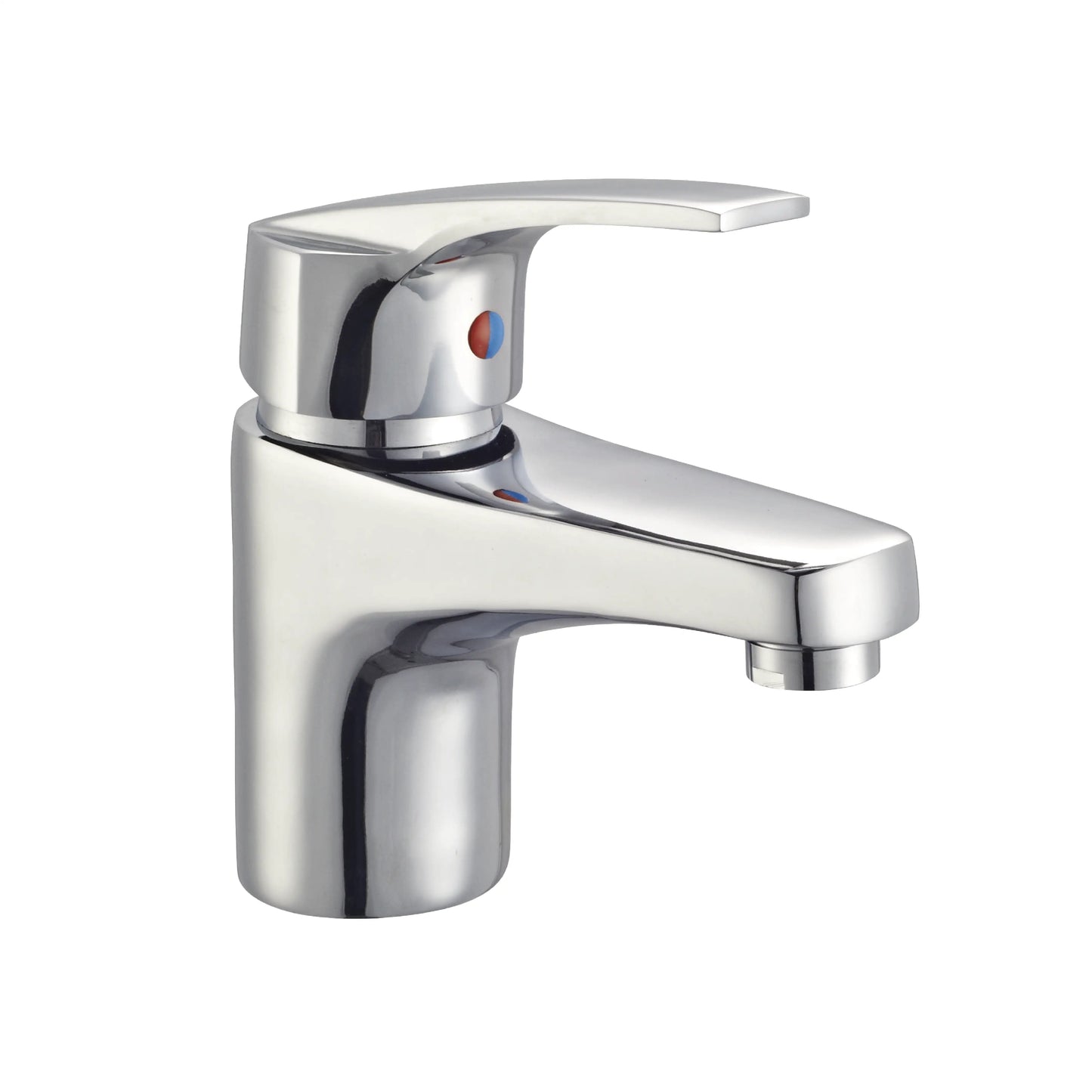 Sanitar CRYSTAL-WB brass washbasin mixer with a polished chrome finish, modern single-lever handle, and a sleek curved spout design.