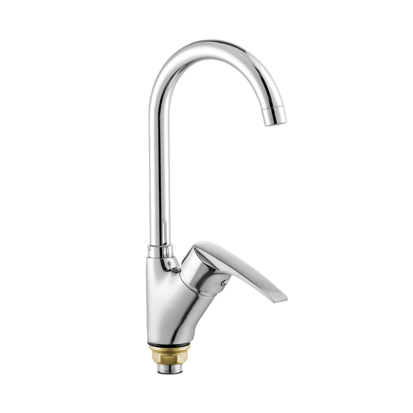 Sanitar CRYSTAL-ZM8 premium brass kitchen sink mixer featuring a polished chrome finish with a modern single-lever handle and an elegant swivel spout.