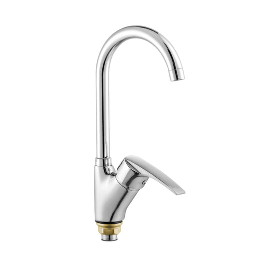 Sanitar CRYSTAL-ZM8 premium brass kitchen sink mixer featuring a polished chrome finish with a modern single-lever handle and an elegant swivel spout.