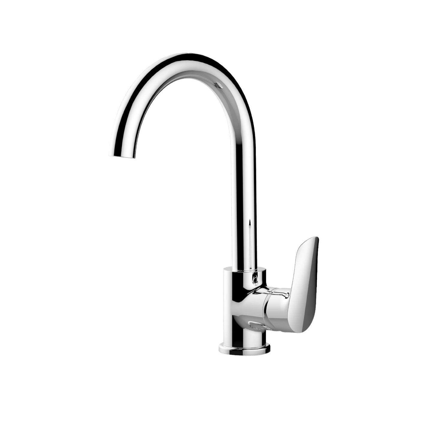 Sanitar DELI-KM premium brass kitchen sink mixer featuring a polished chrome finish, a modern single-lever handle, and an ergonomic swivel spout.