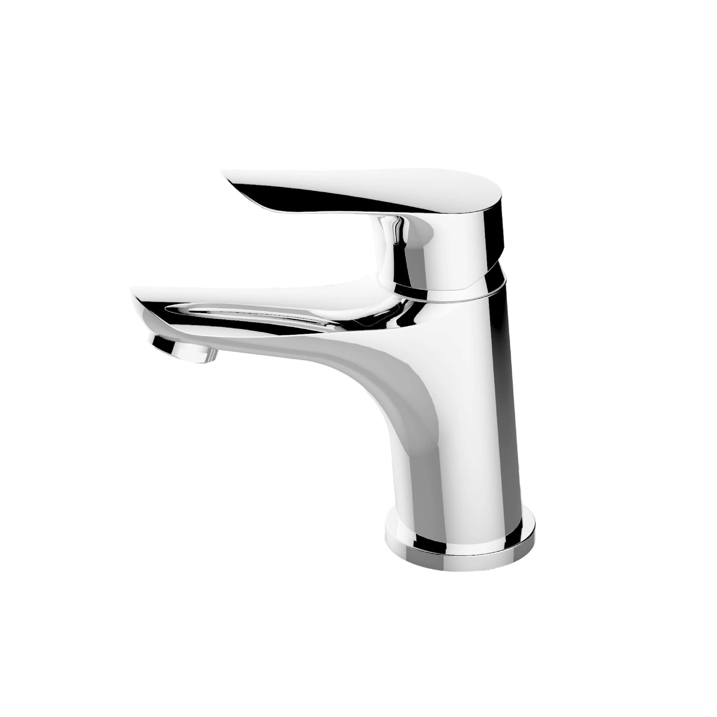 Sanitar DELI-WB brass washbasin mixer featuring a polished chrome finish, a sleek single-lever handle, and a modern fixed spout.