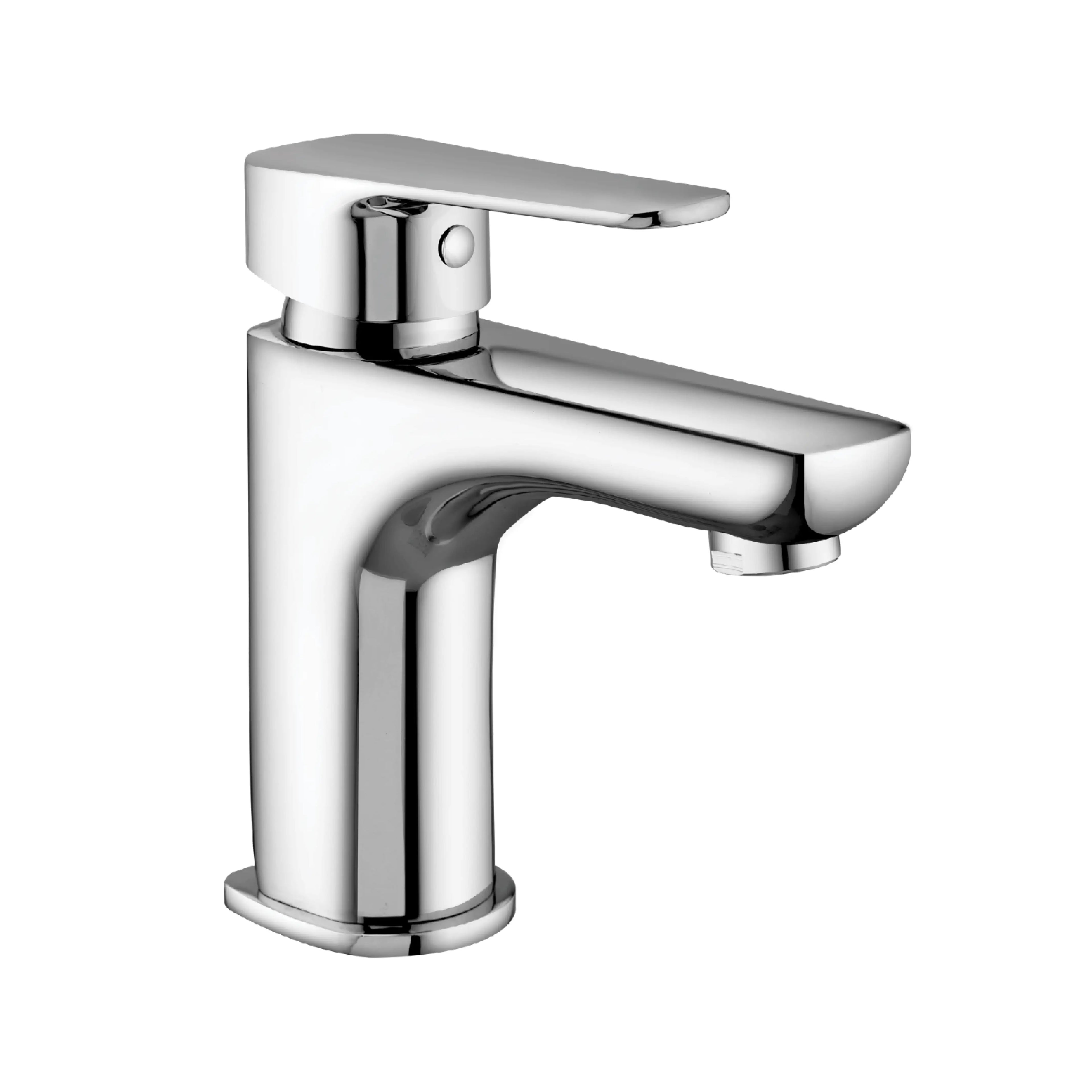 Sanitar FADA-WB premium brass washbasin mixer Made in India featuring a polished chrome finish with a modern single-lever handle and a curved fixed spout