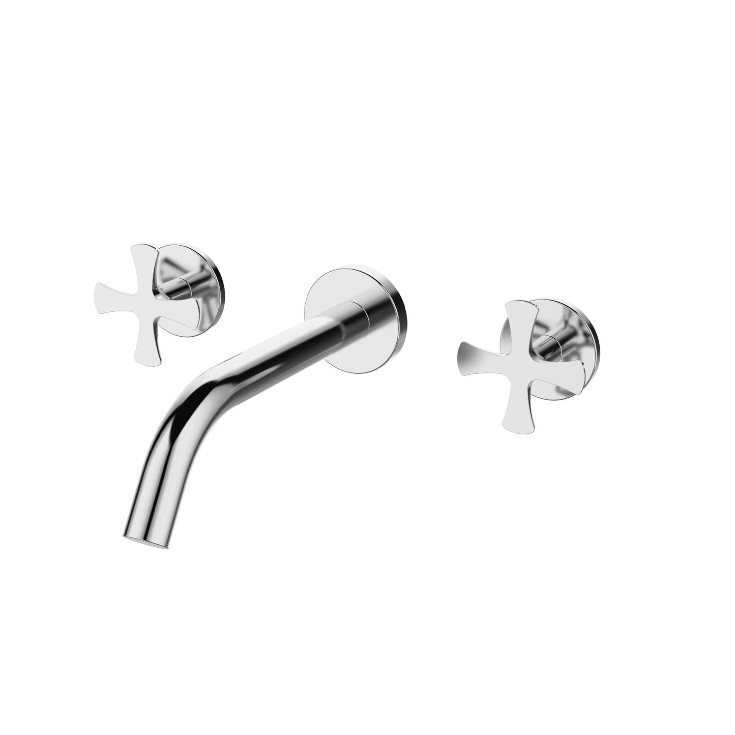 Sanitar FERARA-WMBM concealed brass bath mixer featuring a polished chrome finish with a sleek double-lever handle and a modern wall-mounted spout design.