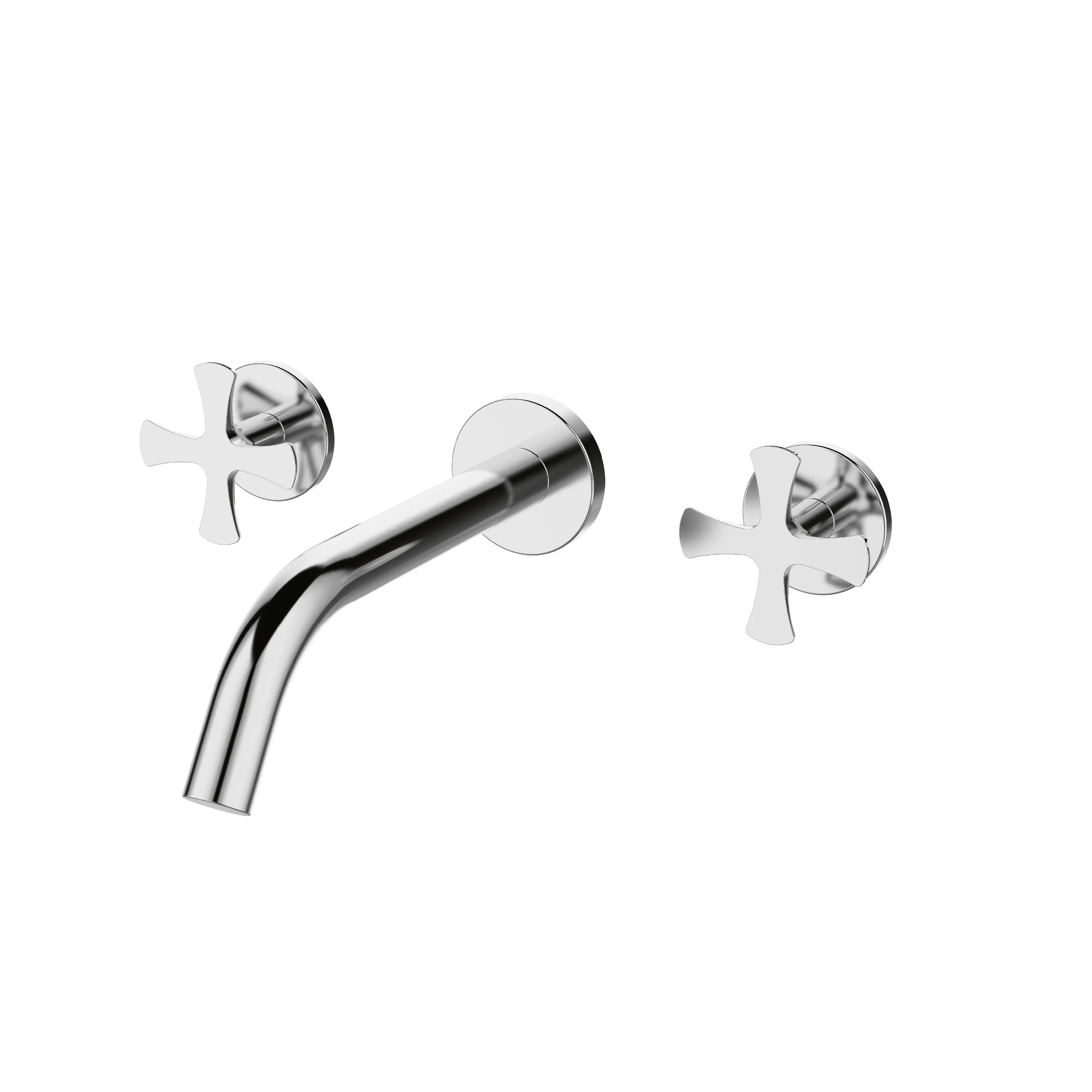 Sanitar FERARA-WMBM concealed brass bath mixer featuring a polished chrome finish with a sleek double-lever handle and a modern wall-mounted spout design.