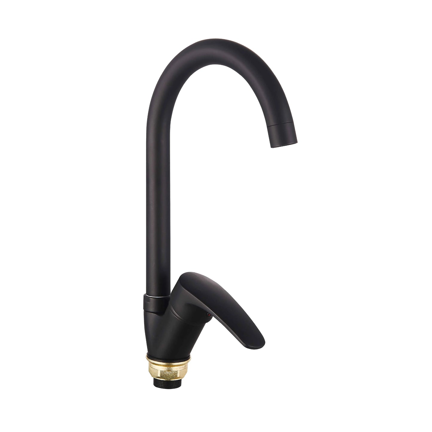 Sanitar JET BLACK-ZM8 kitchen sink mixer featuring a sleek matte black finish, a modern single-lever handle for easy control, and a 360-degree swivel spout for versatile sink coverage.