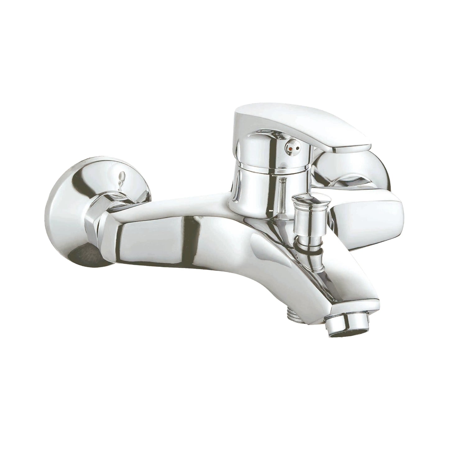 Sanitar JET-BM wall-mounted brass bath mixer with a polished chrome finish, ergonomic single-lever handle, and a sleek diverter spout.