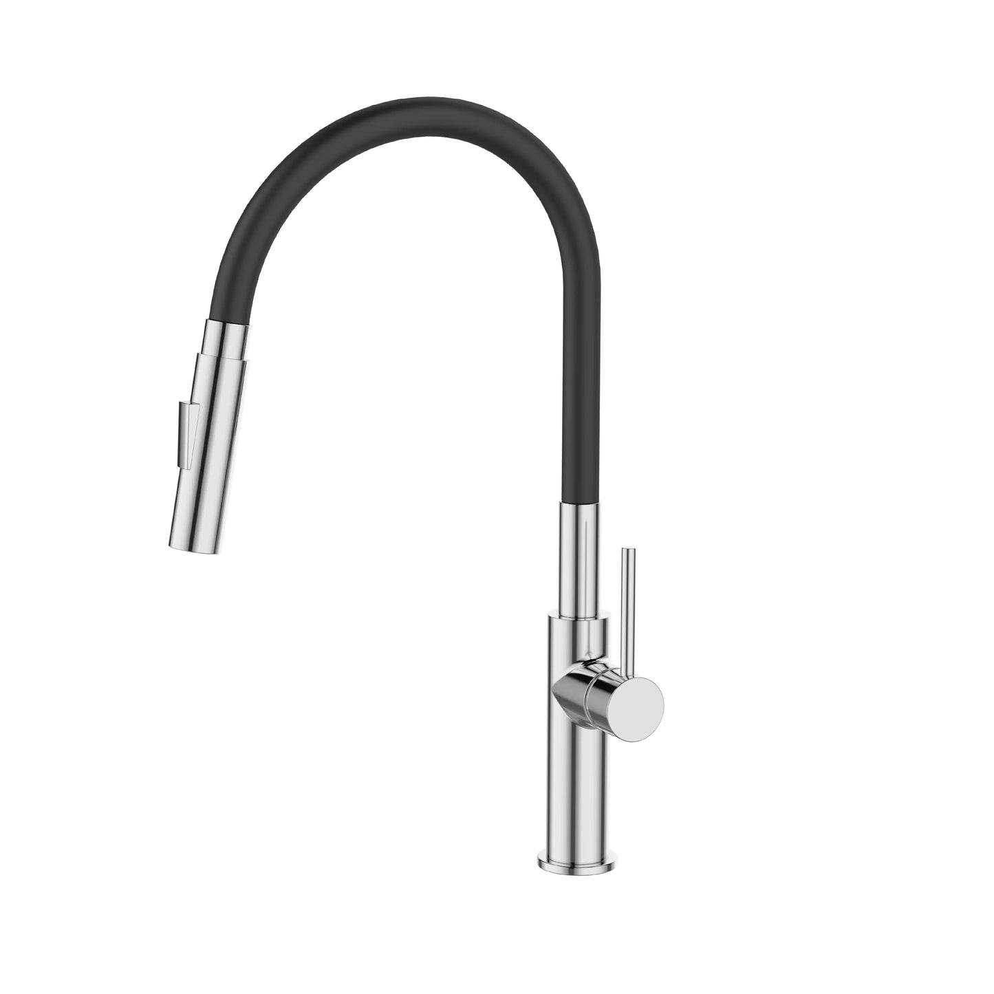 Sanitar LECCO-KM brass kitchen sink mixer featuring a polished chrome finish, high-arc swivel spout, and a sleek single-lever handle for precise water control.