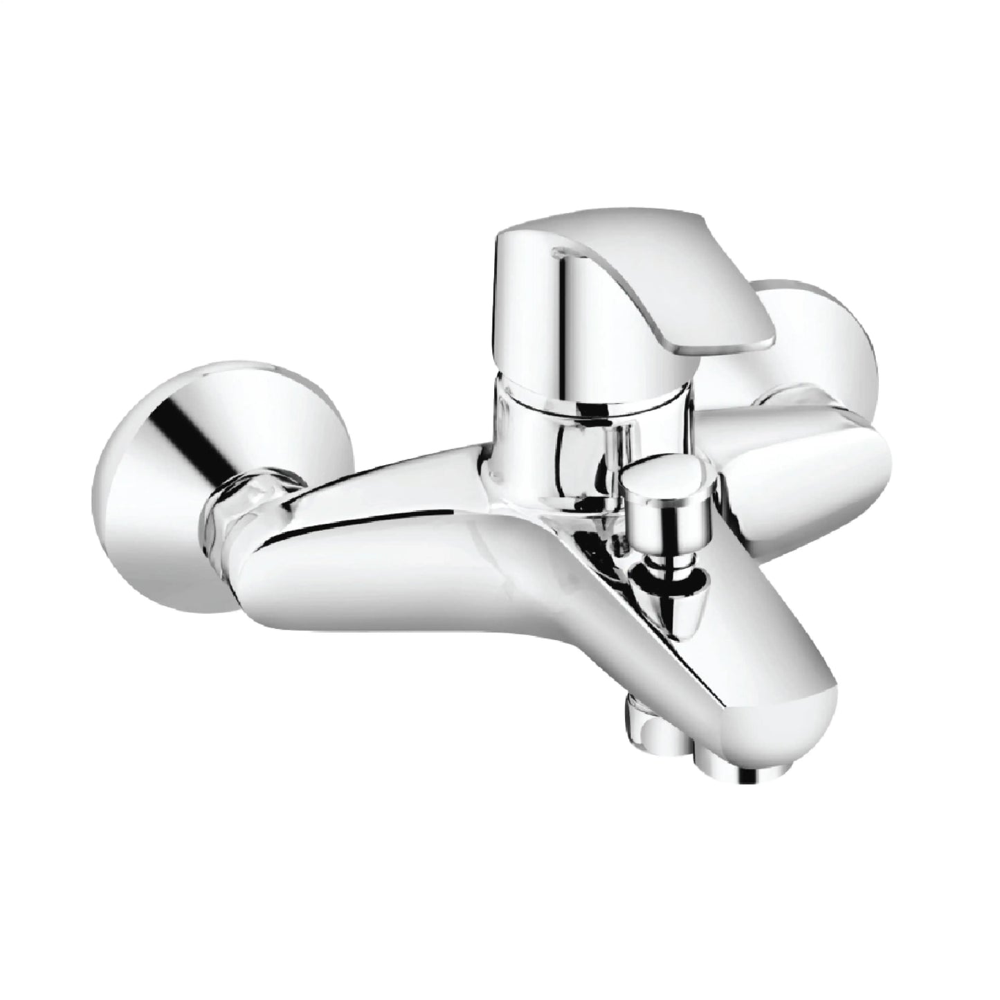 Sanitar REX-BM premium brass wall-mounted bath mixer Made in India featuring a polished chrome finish with single lever control and a sleek diverter spout