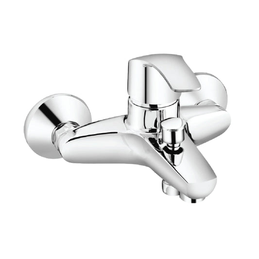 Sanitar REX-BM premium brass wall-mounted bath mixer Made in India featuring a polished chrome finish with single lever control and a sleek diverter spout