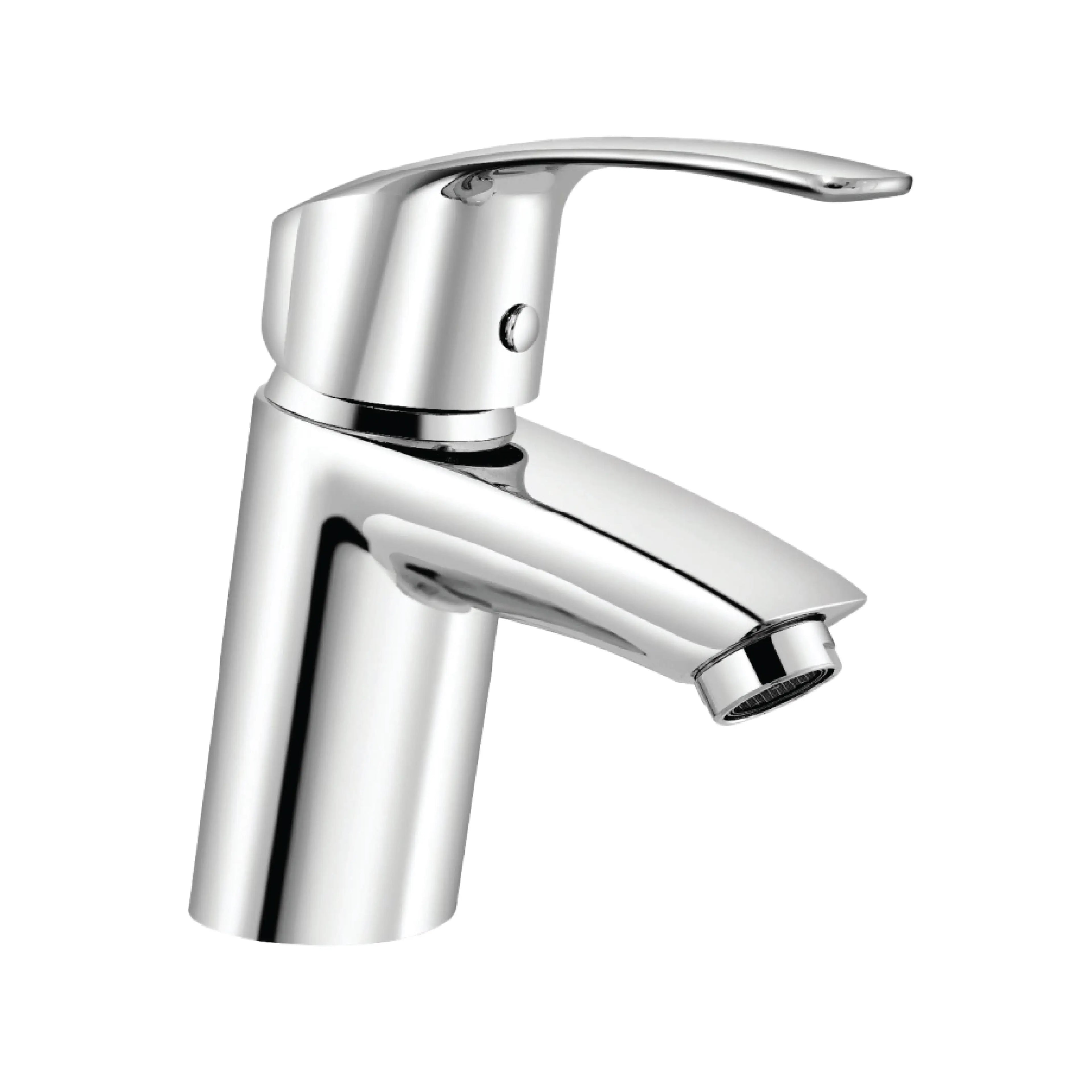 Sanitar REX-WB premium brass washbasin mixer Made in India featuring a polished chrome finish with a modern single-lever handle and a sleek curved spout