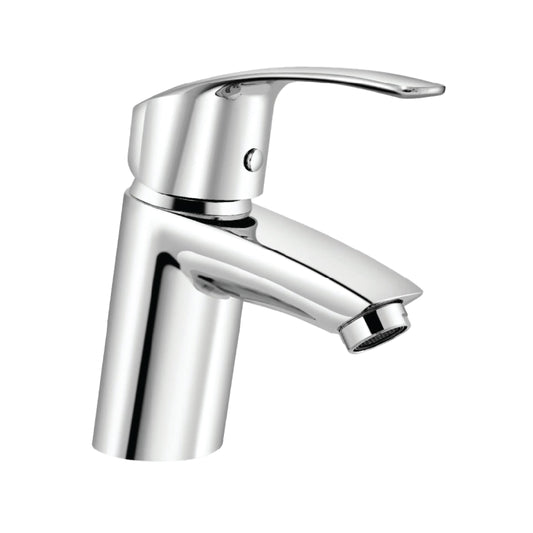 Sanitar REX-WB premium brass washbasin mixer Made in India featuring a polished chrome finish with a modern single-lever handle and a sleek curved spout