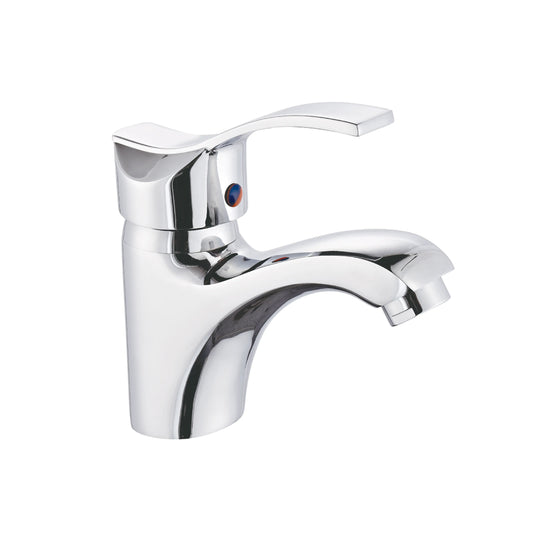 Sanitar RUBY-WB washbasin mixer featuring a polished chrome finish, a sleek single-lever handle for easy water control, and a fixed modern spout design.