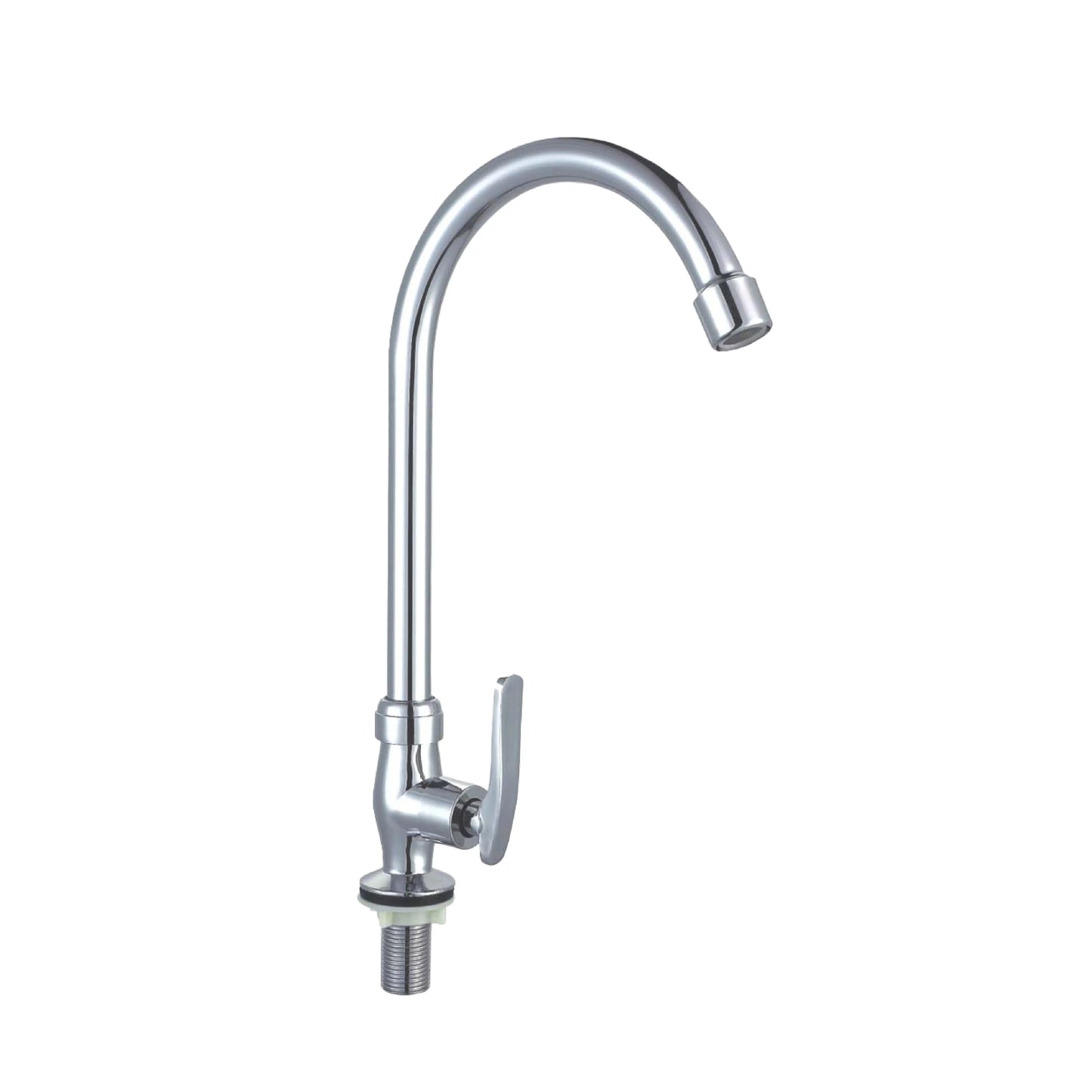 Sanitar SANI-SLPC 7029 0008 washbasin pillar cock featuring a polished chrome finish with a modern single-lever handle and a curved fixed spout.