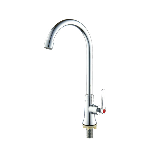 Sanitar SANI-SLPC OV10 0005 washbasin pillar cock featuring a polished chrome finish, a single-handle lever for easy control, and a sleek fixed spout.