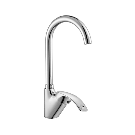 Sanitar SAPH-ZM8 Sapphire series kitchen sink mixer with a polished chrome finish, featuring a modern single-lever handle and a long ergonomic swivel spout.