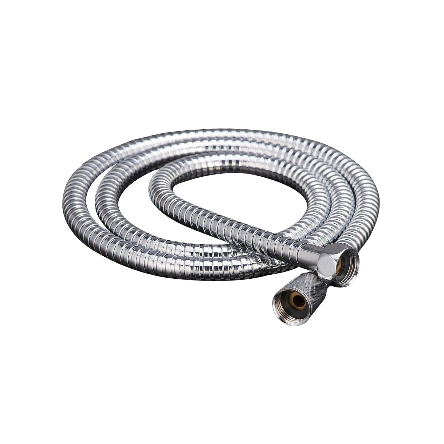 Sanitar 120cm, 150cm flexible stainless steel shower hose featuring a durable ribbed design and polished finish for modern bathroom setups.