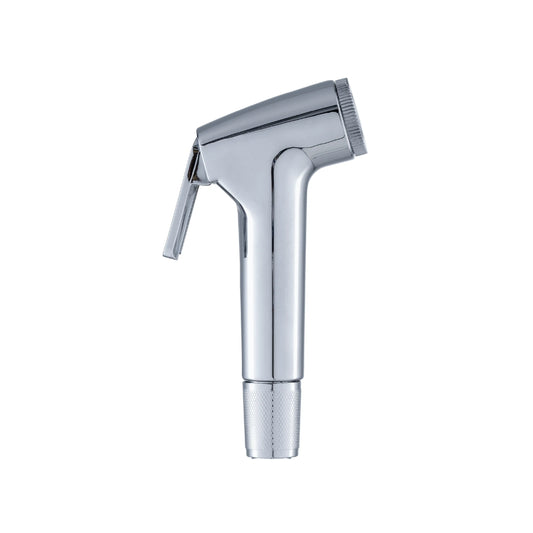 Sanitar NORA chrome-plated bidet shuttaf head featuring a polished finish, ergonomic thumb-lever trigger, and a precision spray nozzle for bathroom use.