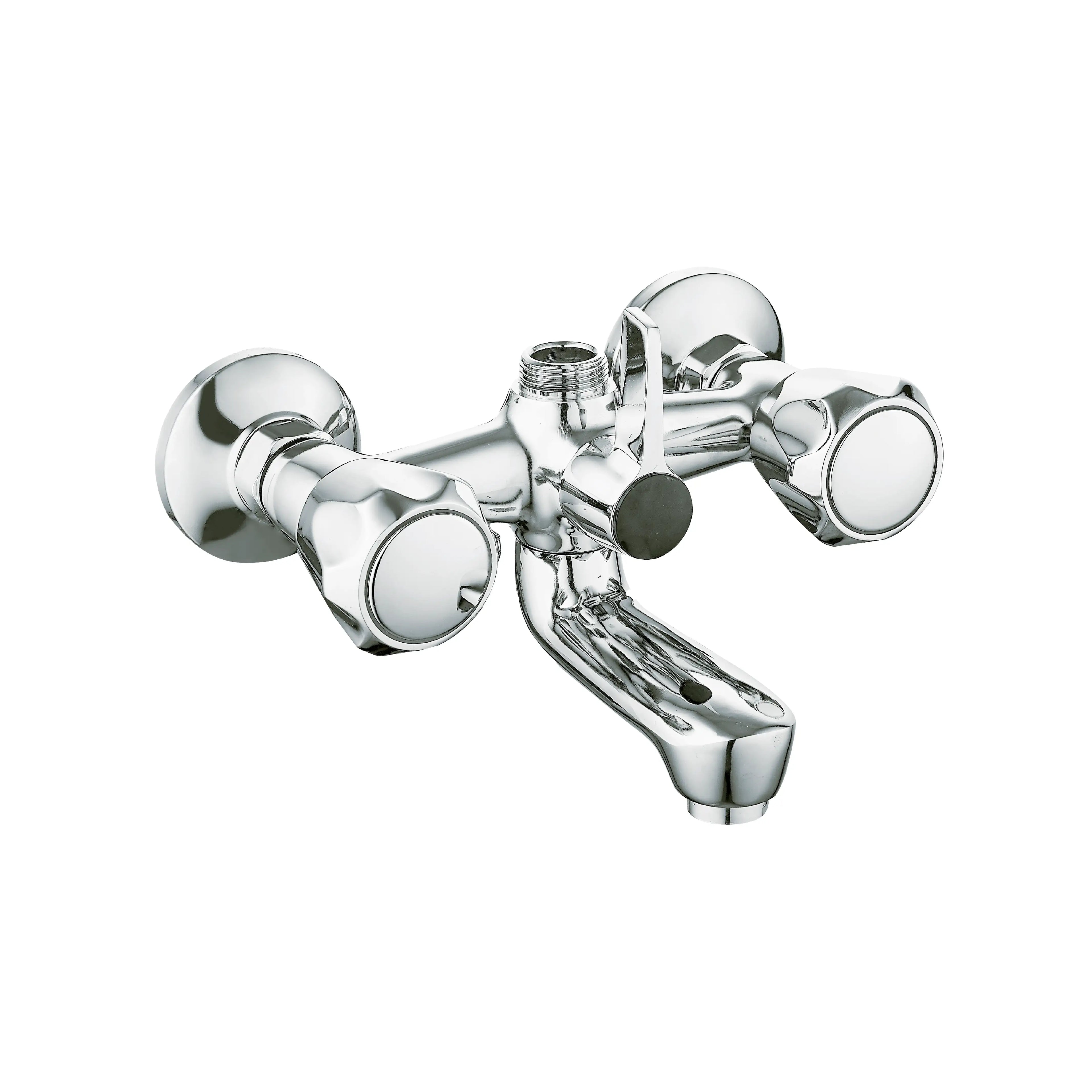 Sanitar TANZ-BM wall-mounted bath and shower mixer in polished chrome, featuring a dual-knob design, integrated spout, and a top-mounted diverter for shower attachment.