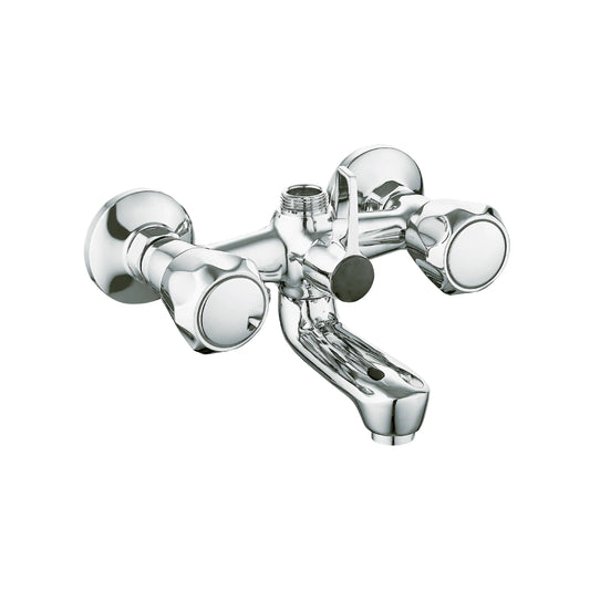 Sanitar TANZ-BM wall-mounted bath and shower mixer in polished chrome, featuring a dual-knob design, integrated spout, and a top-mounted diverter for shower attachment.